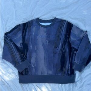 Calvin Klein Women's Dark Purple/Gray Watercolor Crewneck